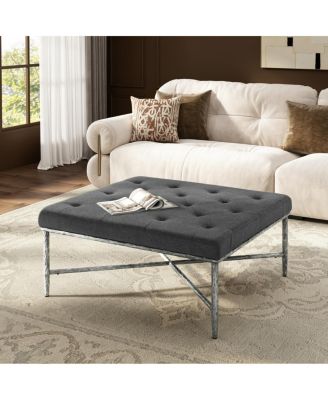 36'' Modern Tufted Square Ottoman with Metal Frame