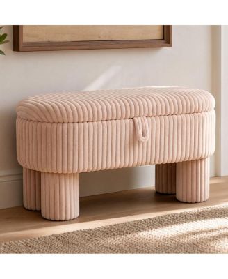 Modern Corduroy Storage Ottoman Bench