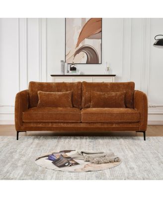 80" Modern 3-Seater Chenille Sofa with Metal Legs