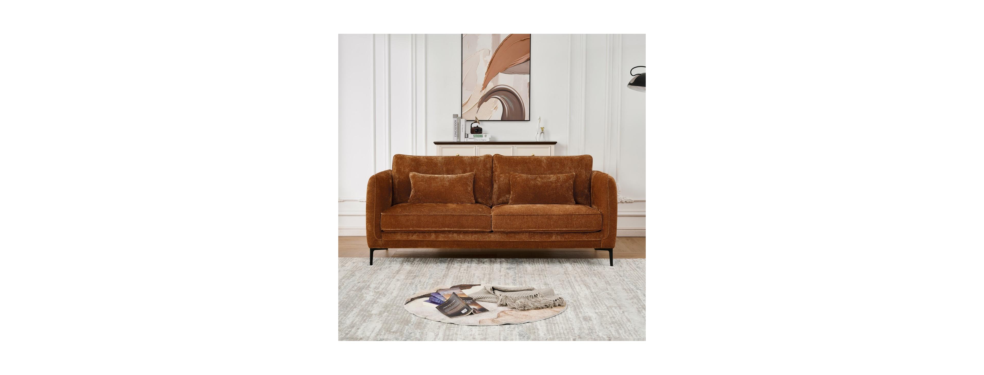 Streamdale Furniture 80" Modern 3-Seater Chenille Sofa with Metal Legs