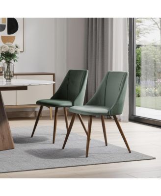 Set of Two Velvet and Steel Dining Side Chairs