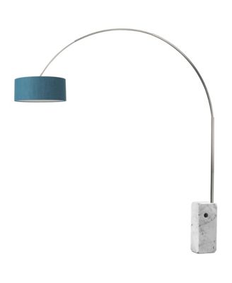 Iconic Arc Lamp - Satin Nickel,  Marble Base, Drum  Linen Shade, Dimmable