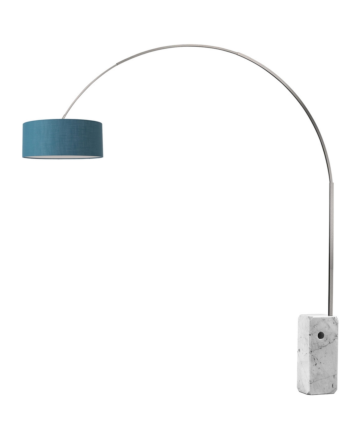 Nova of California 2110811BL Iconic 95 inch 14 watt Satin Nickel and White Arc Floor Lamp Portable Light in Turquoise Linen