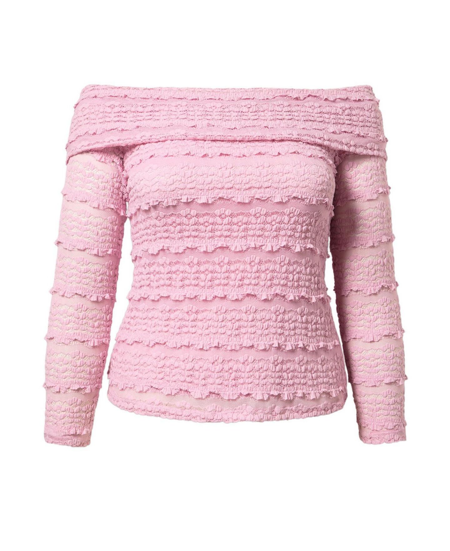 Женская блузка Torrid Plus Size Off-Shoulder Lace Knit Long-Sleeve, цвет: Сиреневый — фото 4