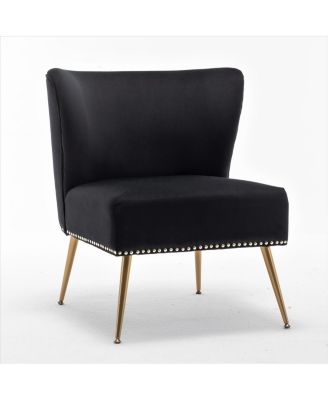 Printed Cloth Accent Chair with Metal Legs