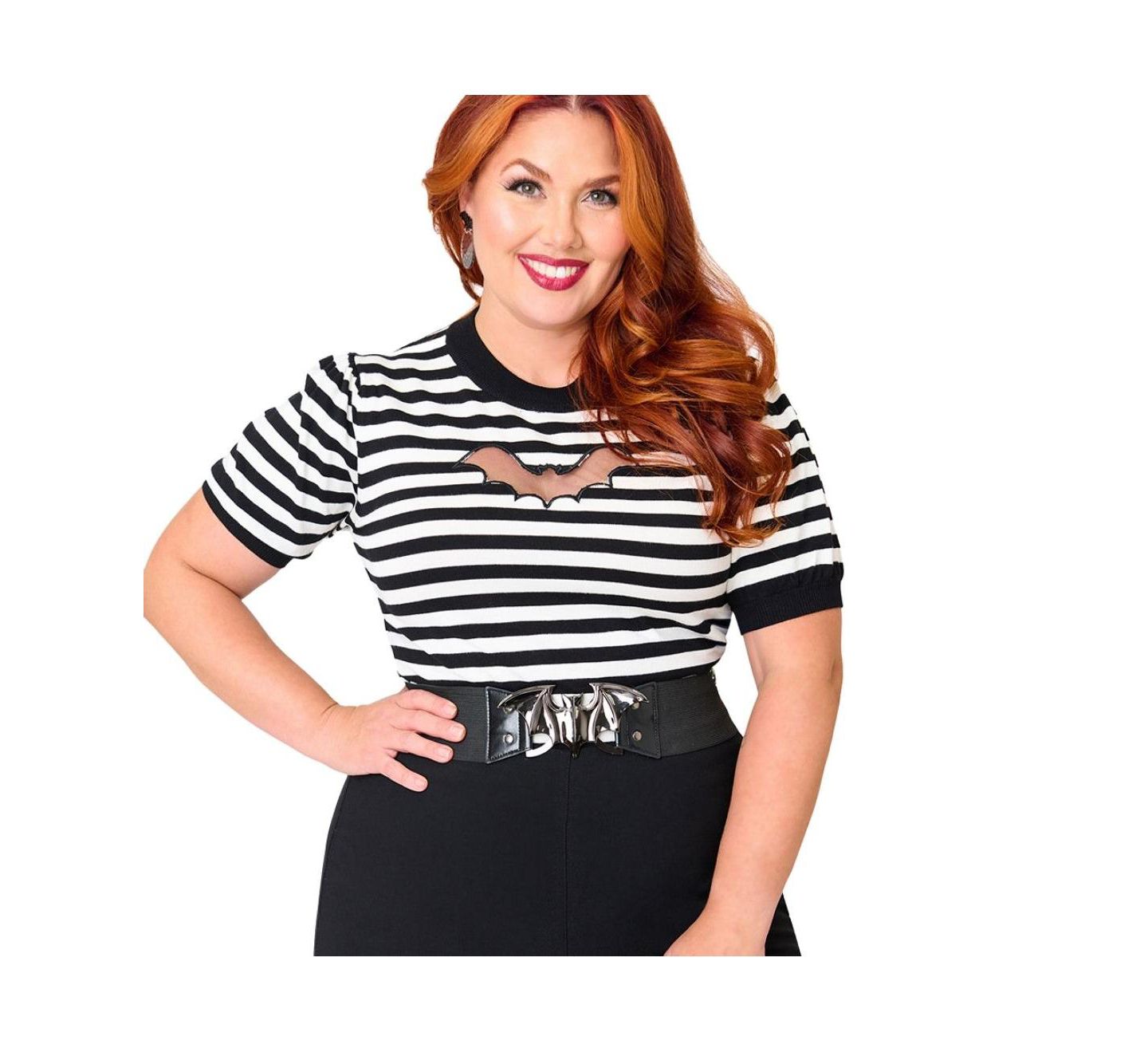 Женский свитер Smak Parlour Plus Size Printed Heart Cutout Knit, цвет: Чёрный / Белый — фото 3