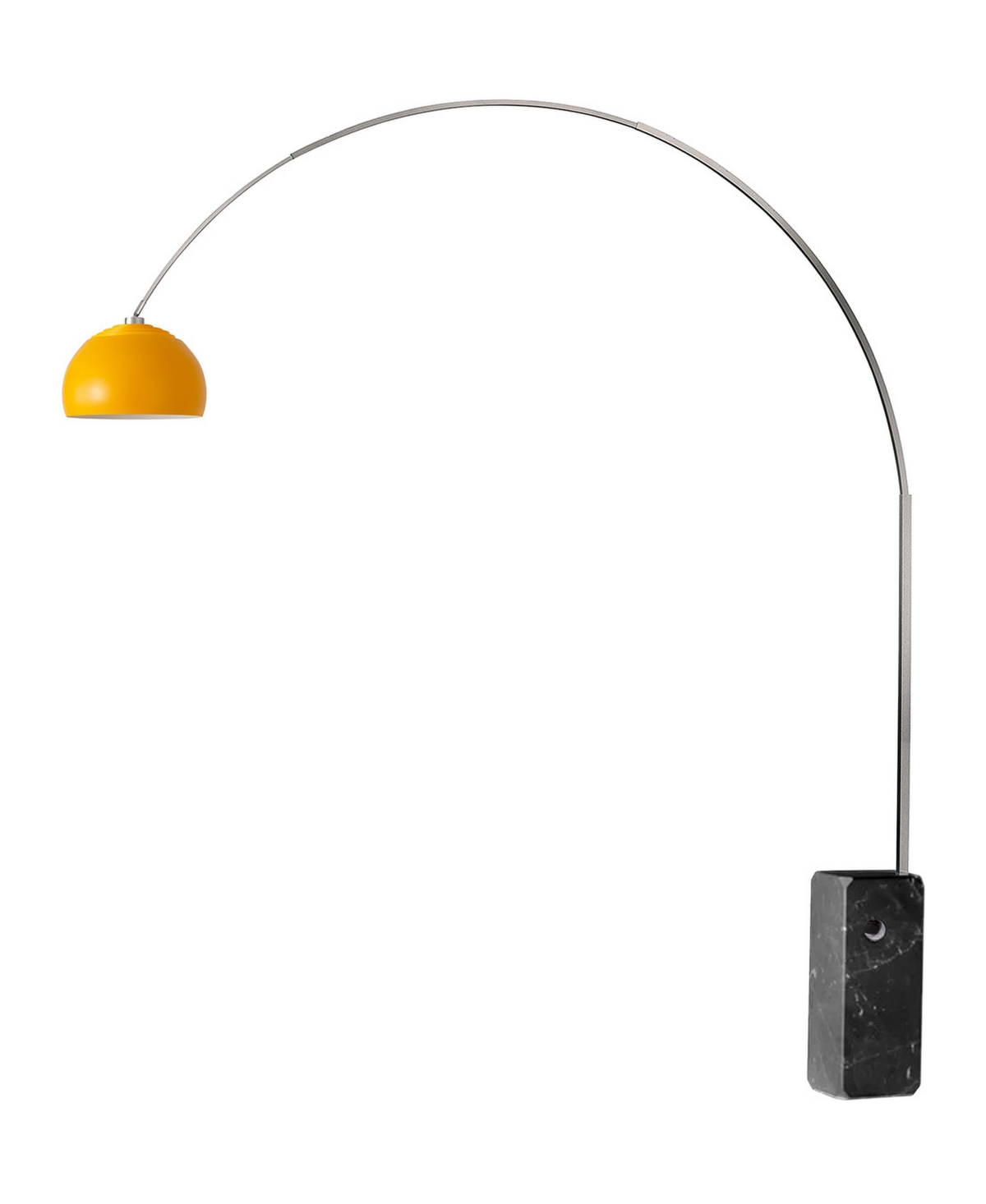 Nova Of California Iconic Arc Lamp - Satin Nickel, Marble Base, Half Dome Mustard Shade, Dimmable