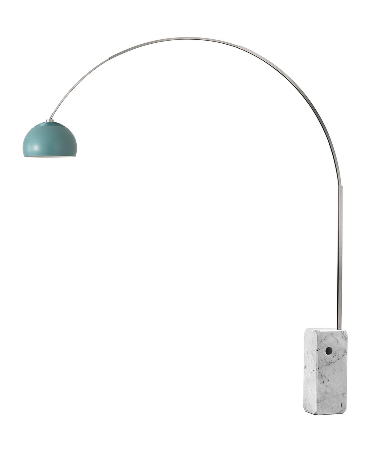 Nova of California 2113811BL Iconic 95 inch 14 watt Satin Nickel and White Arc Floor Lamp Portable Light in Turquoise Steel