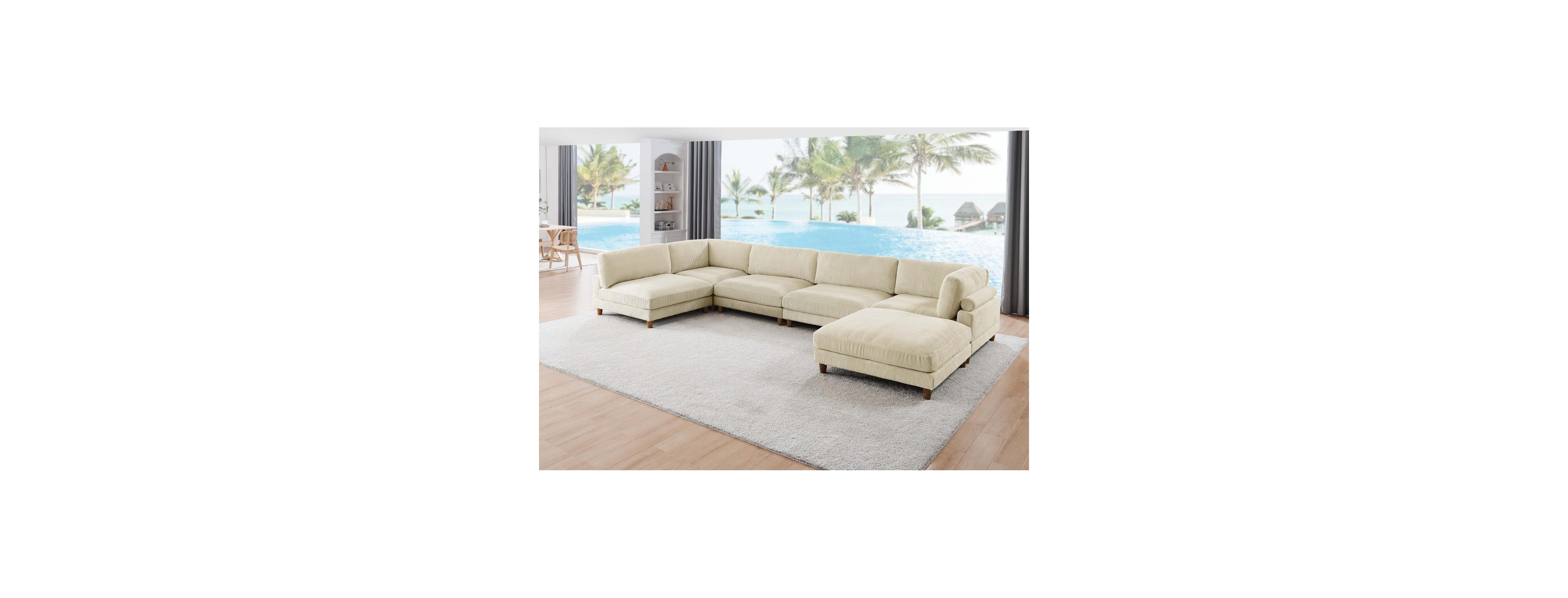 Streamdale Furniture Large Seating Corduroy Modular Sectional