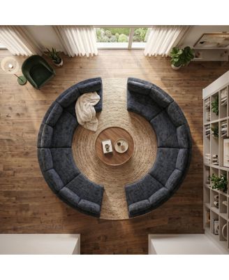 8-Seater Curved Modular Sectional Chenille Sofa with Solid Wood Frame