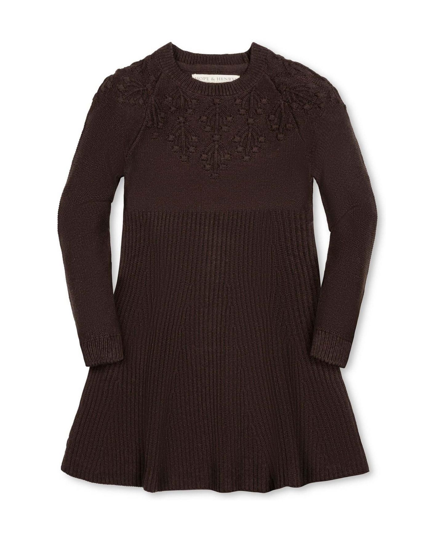 Платье Hope & Henry Long-Sleeve Bobble Sweater Dress для девочек-малышей, цвет: Шоколадный меланжевый — фото 1