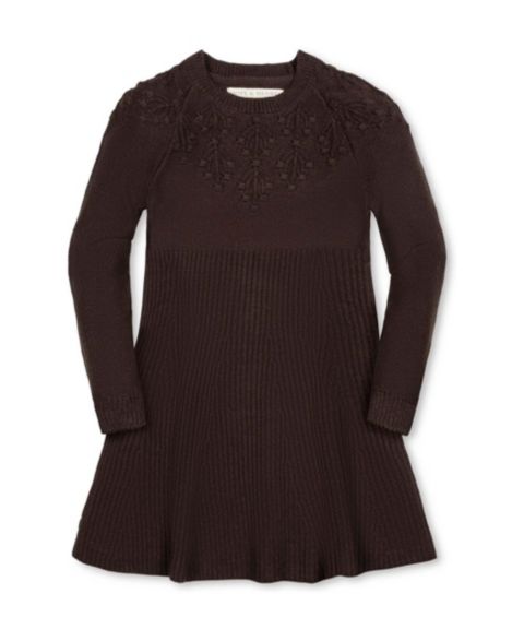 Платье Hope & Henry Long-Sleeve Bobble Sweater Dress для девочек-малышей, цвет: Шоколадный меланжевый