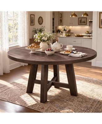 47" Round Dining Table for 4-6, Modern Farmhouse Kitchen Table
