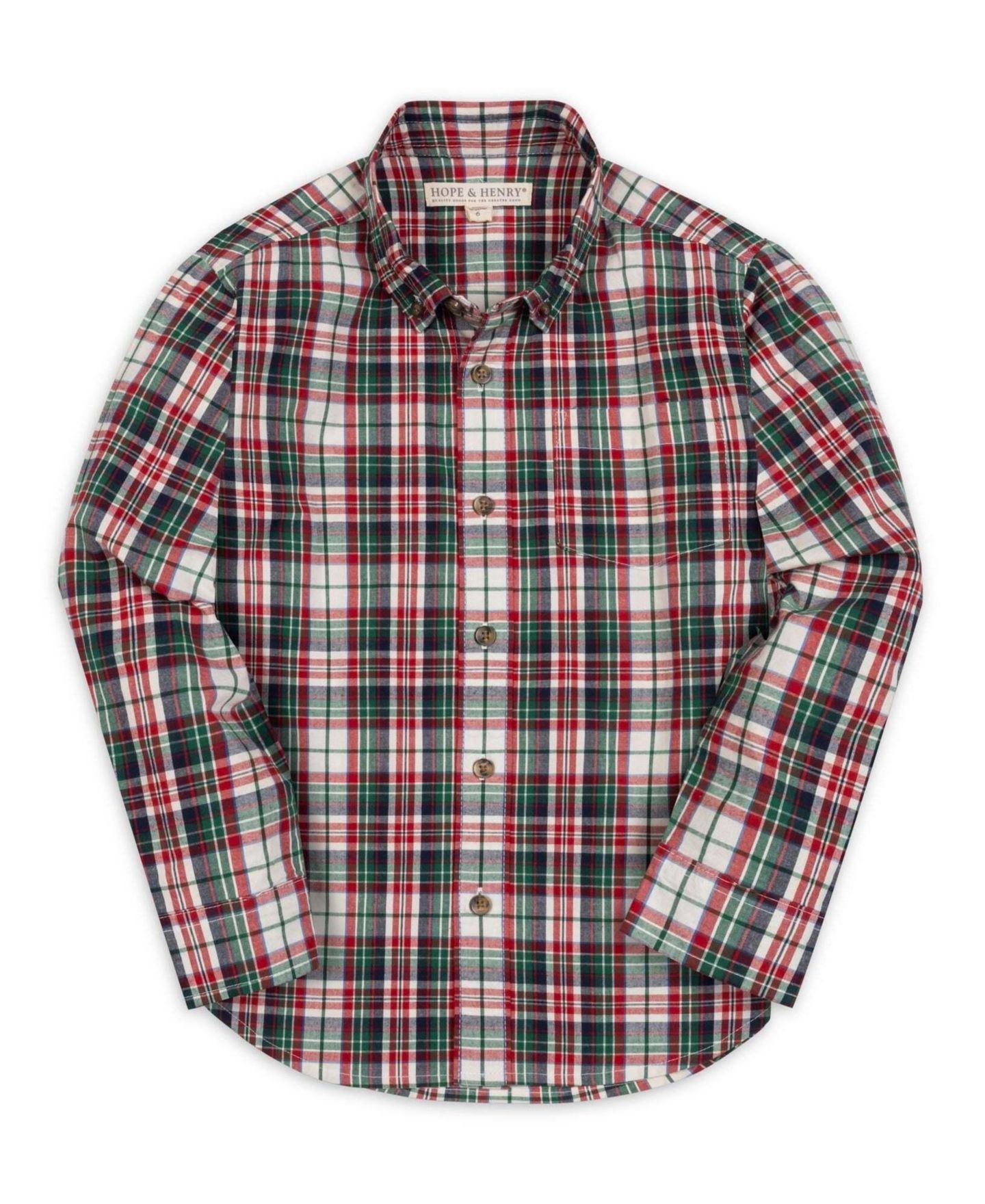 Рубашка Hope & Henry Button-Down Organic-Cotton Plaid Long-Sleeve Shirt для мальчиков-малышей, цвет: Разноцветный — фото 1