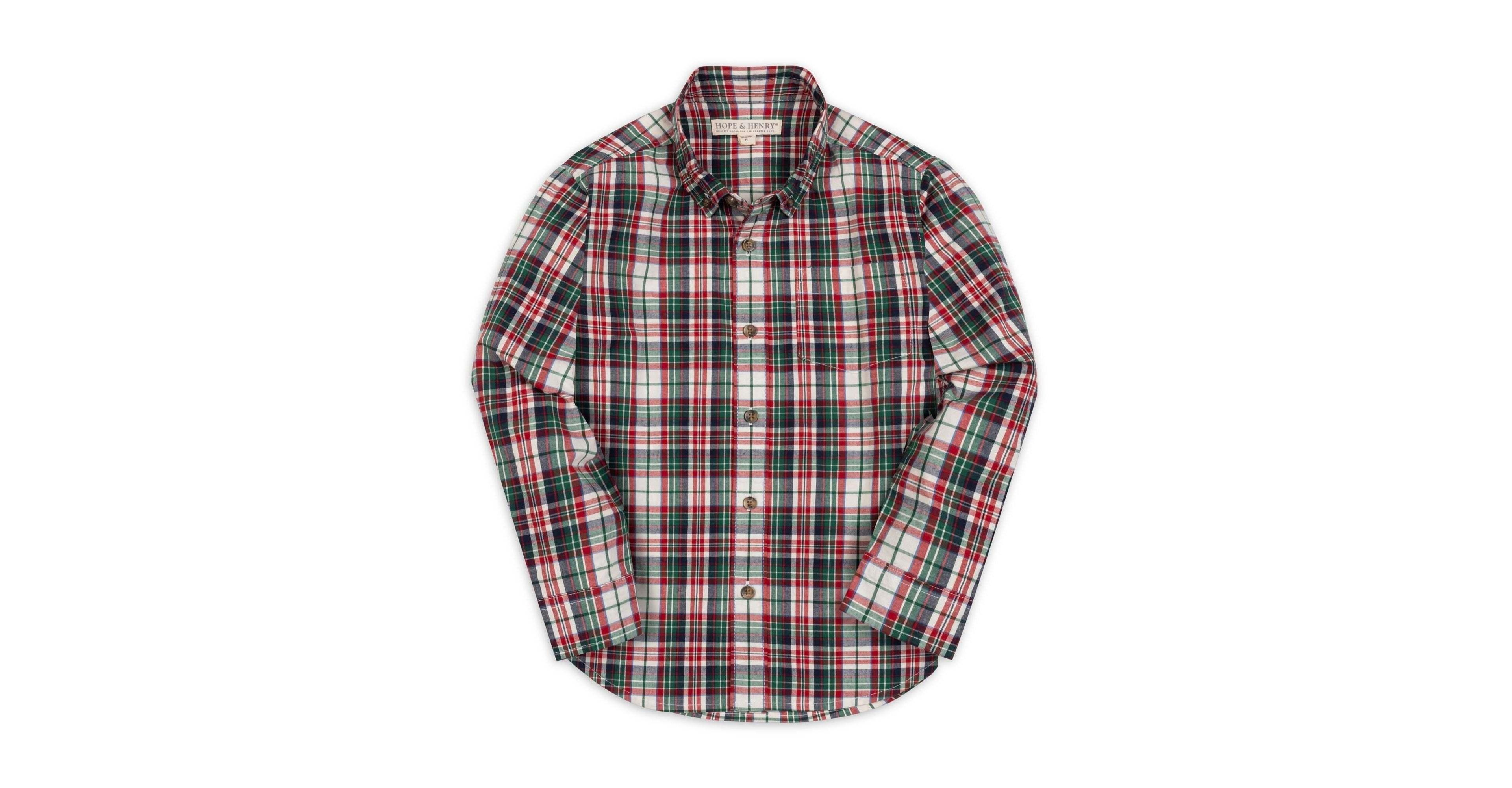 Hope & Henry Toddler Boys' 2T-5T Button-Down Organic-Cotton Plaid Long-Sleeve Shirt