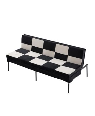 Streamdale Velvet Upholstered Futon Sofa with 5-Level Adjustable Backrest