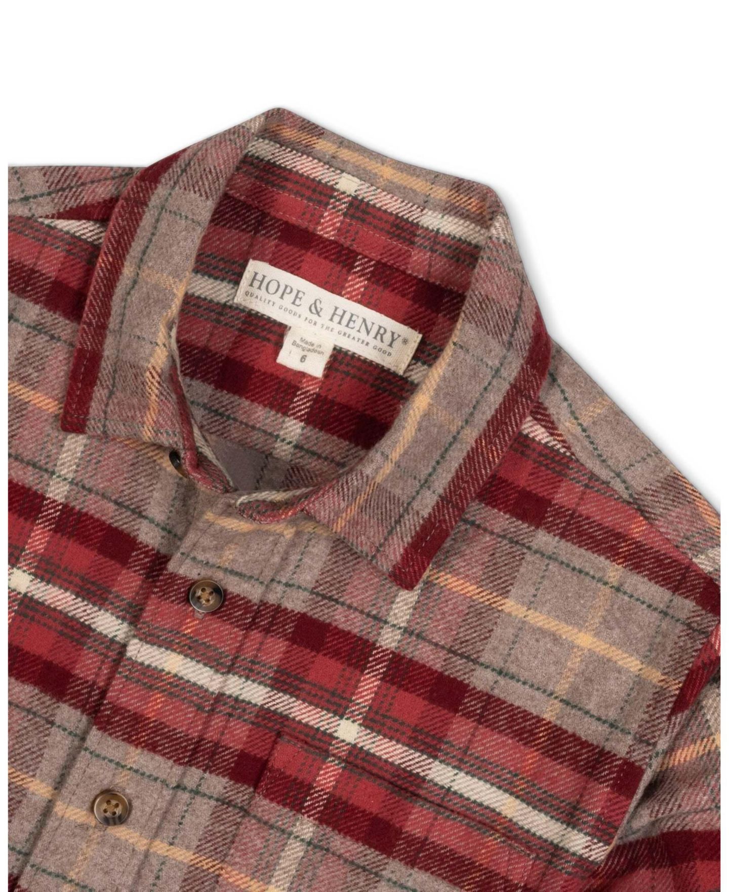 Рубашка Hope & Henry Long-Sleeve Cotton Plaid Flannel для мальчиков-малышей, цвет: Серо-коричневый клетчатый — фото 2