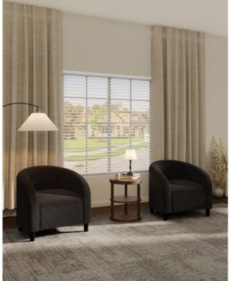 Set of 2 Boucle Barrel Accent Chairs