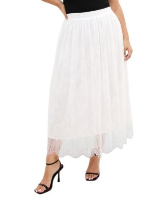 Plus Size Ivy Lace Mesh Maxi A-Line Skirt