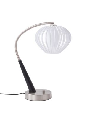 Boomerang Table Lamp, Bloom Satin Shade,Satin Nickel Base