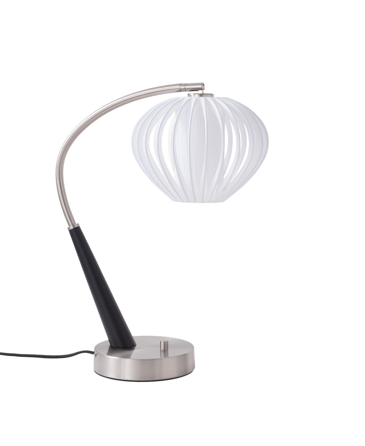 Nova Of California Boomerang Table Lamp, Bloom Satin Shade,Satin Nickel Base