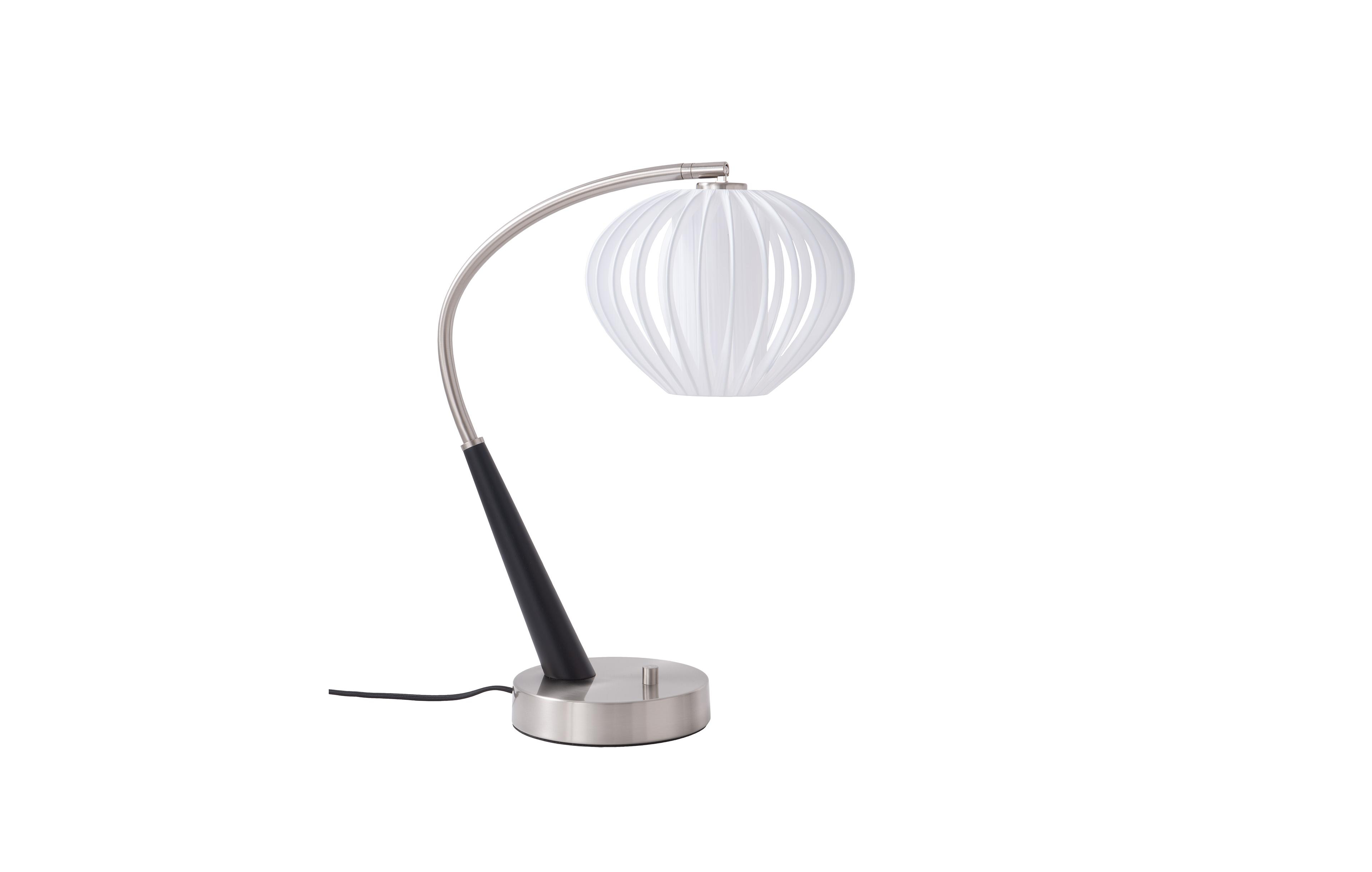 Nova Of California Boomerang Table Lamp, Bloom Satin Shade,Satin Nickel Base