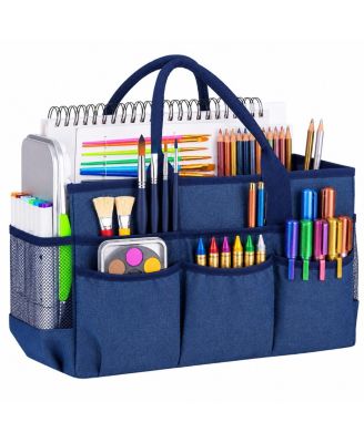 Large Art Supply Storage Tote Bag with Mesh Pockets Organizer