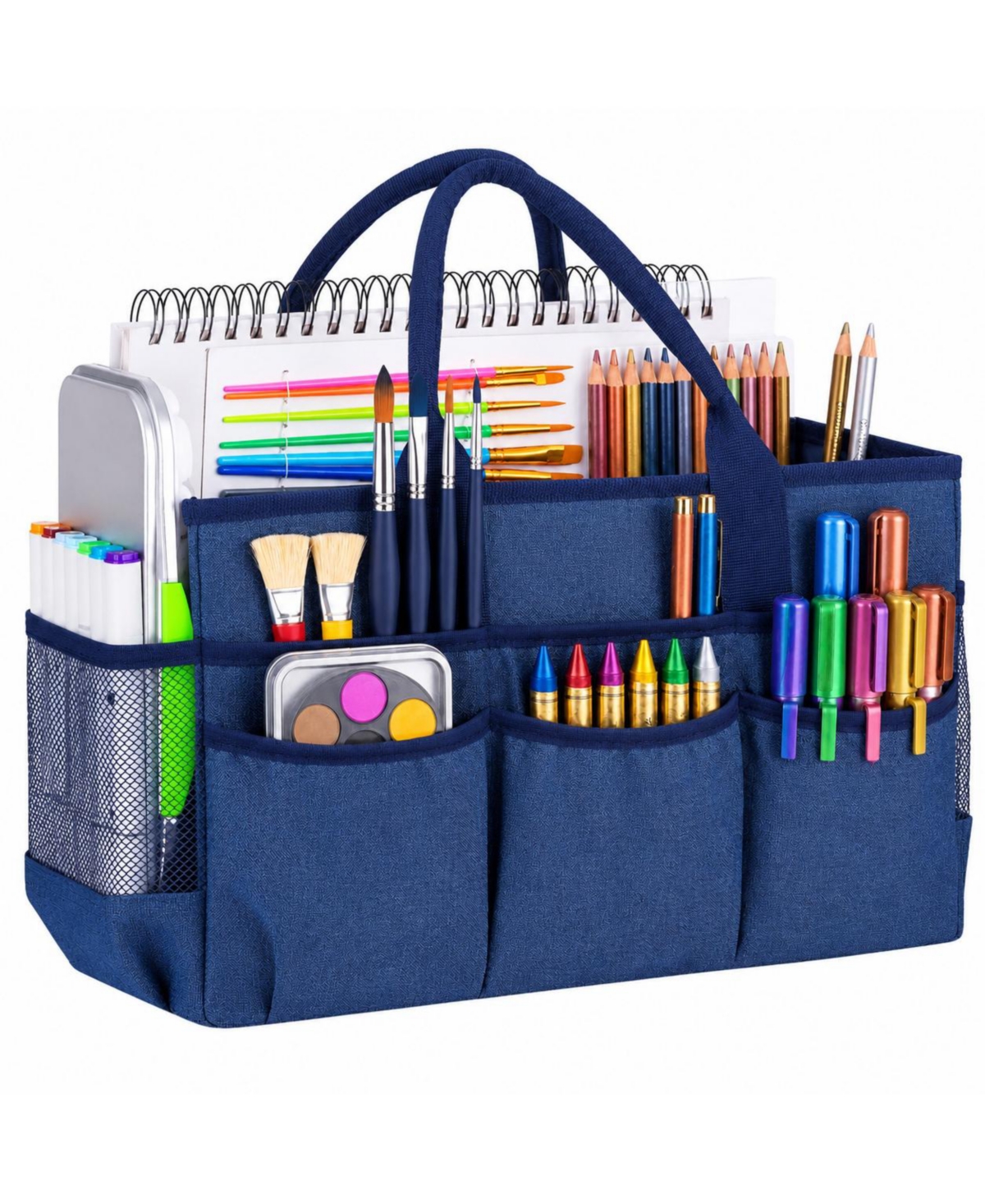 Lowking Large Art Supply Storage Tote Bag with Mesh Pockets Organizer