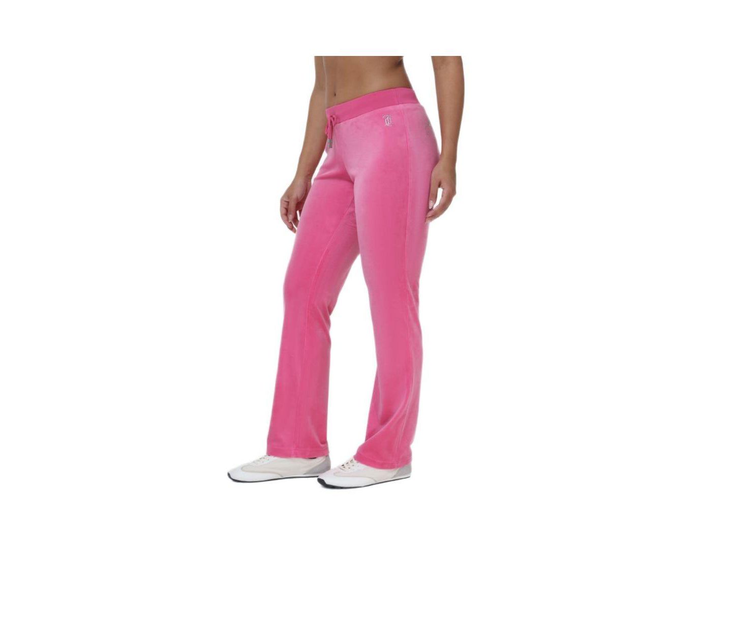 Женские спортивные брюки Juicy Couture с резинкой в рубчик и двойным декором, цвет: Нежно-розовый — фото 2