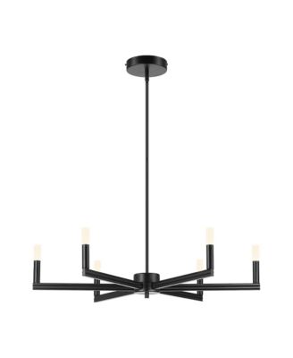 34 Inch Modern 6 Light LED Adjustable Chandelier Ceiling Light for Dining Room and Living Room