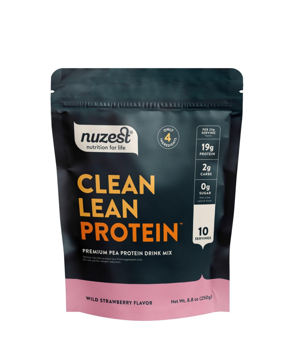 Nuzest Clean Lean Protein Pea Protein Powder, Wild Strawberry, 10 Servings with 19g Protein, 8.8oz