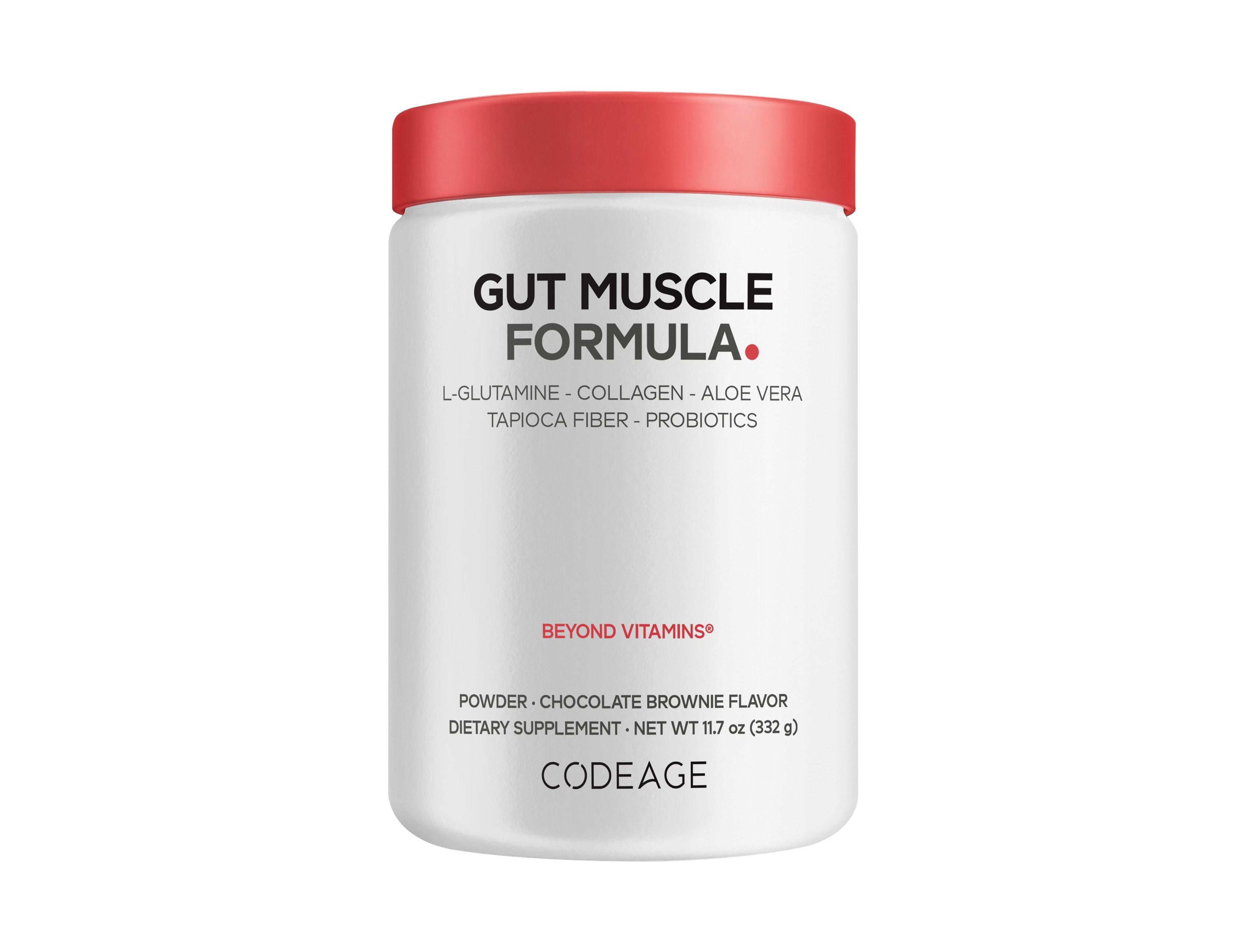 Codeage Gut Muscle Formula, L-Glutamine, Bovine Collagen, Probiotic, Tapioca Fiber, Aloe Vera, 11.7 Ounce