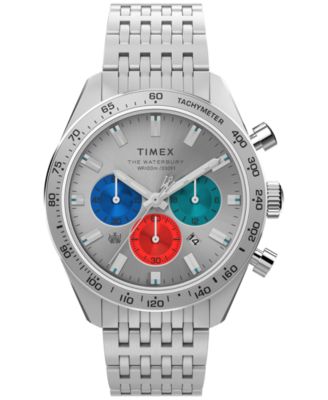 Men's Quartz Waterbury Chronograph Silver-Tone Stainless Steel Watch 41mm