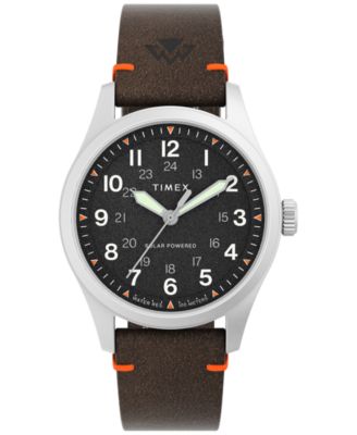 Men's Expedition Field Solar Brown Leather Watch 36mm