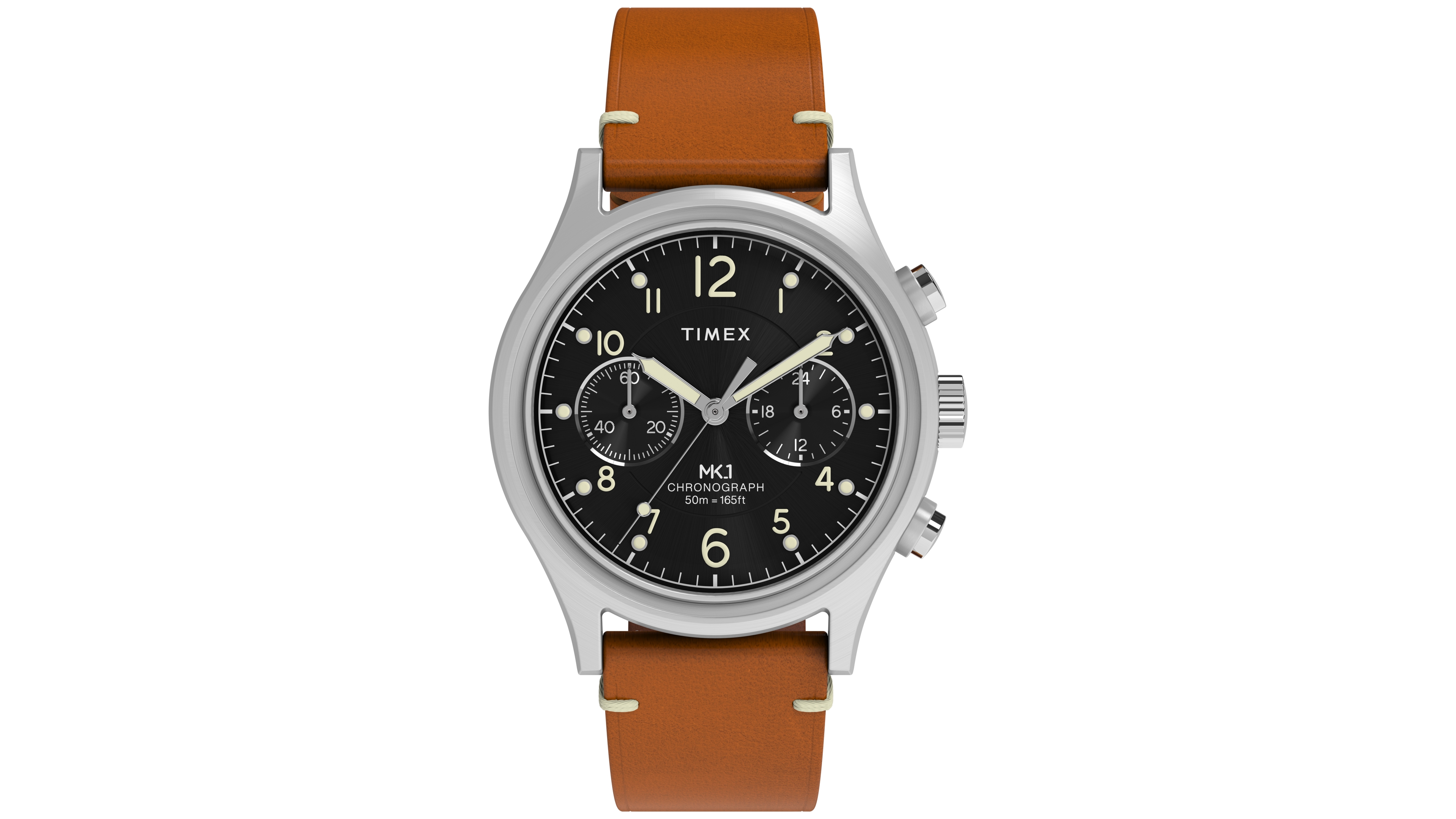 Timex Men's Quartz Analog Chronograph Brown Leather Watch 40mm