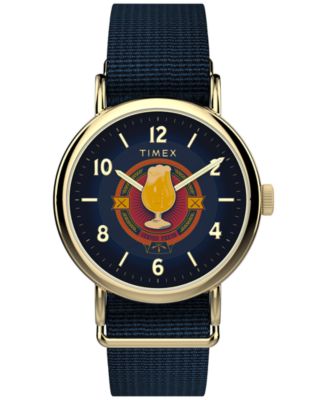 Men's Quartz Analog Weekender Butterbeer Blue Fabric Strap Watch 40mm