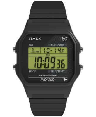 Quartz Digital T80 Black Stainless Steel Watch 34mm