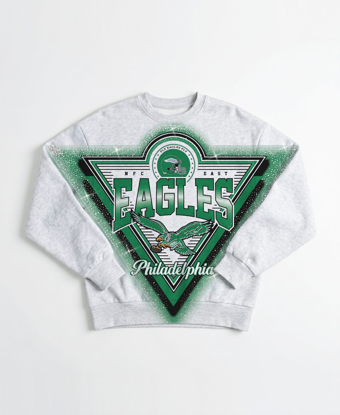 Женская толстовка Gameday Couture Heather Gray Philadelphia Eagles Chasing Victory Rhinestone Spray Oversized Fleece — фото 2