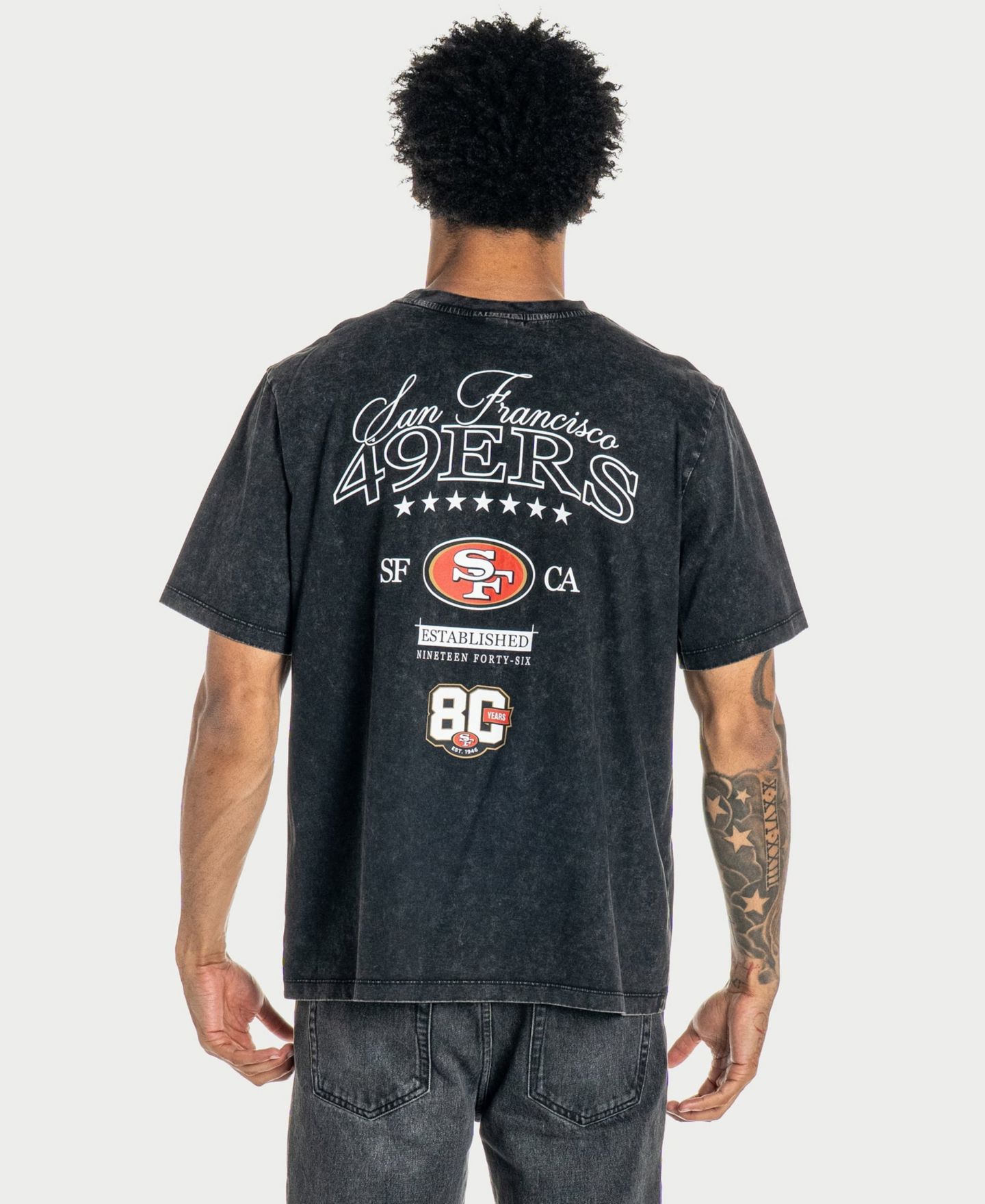 Футболка The Wild Collective Black San Francisco 49ers Acid Wash Anniversary — фото 2