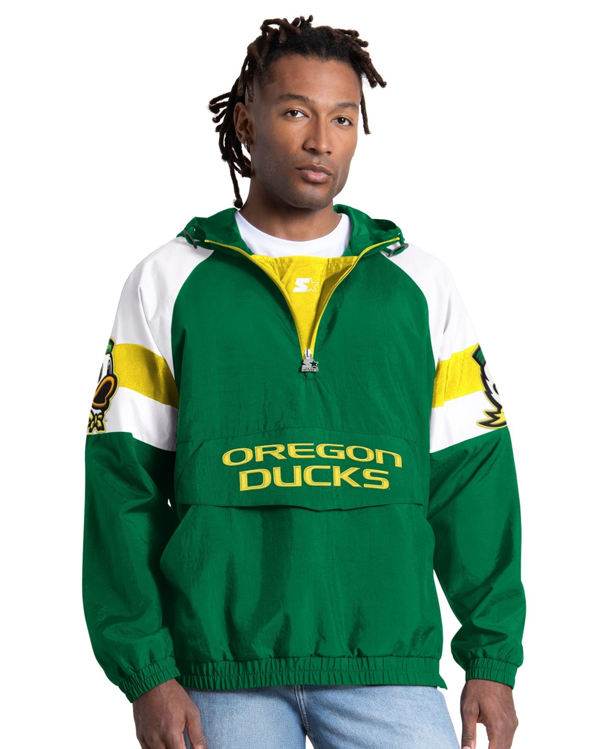 Starter Men's Green Oregon Ducks Street Cut Half-Zip Jacket