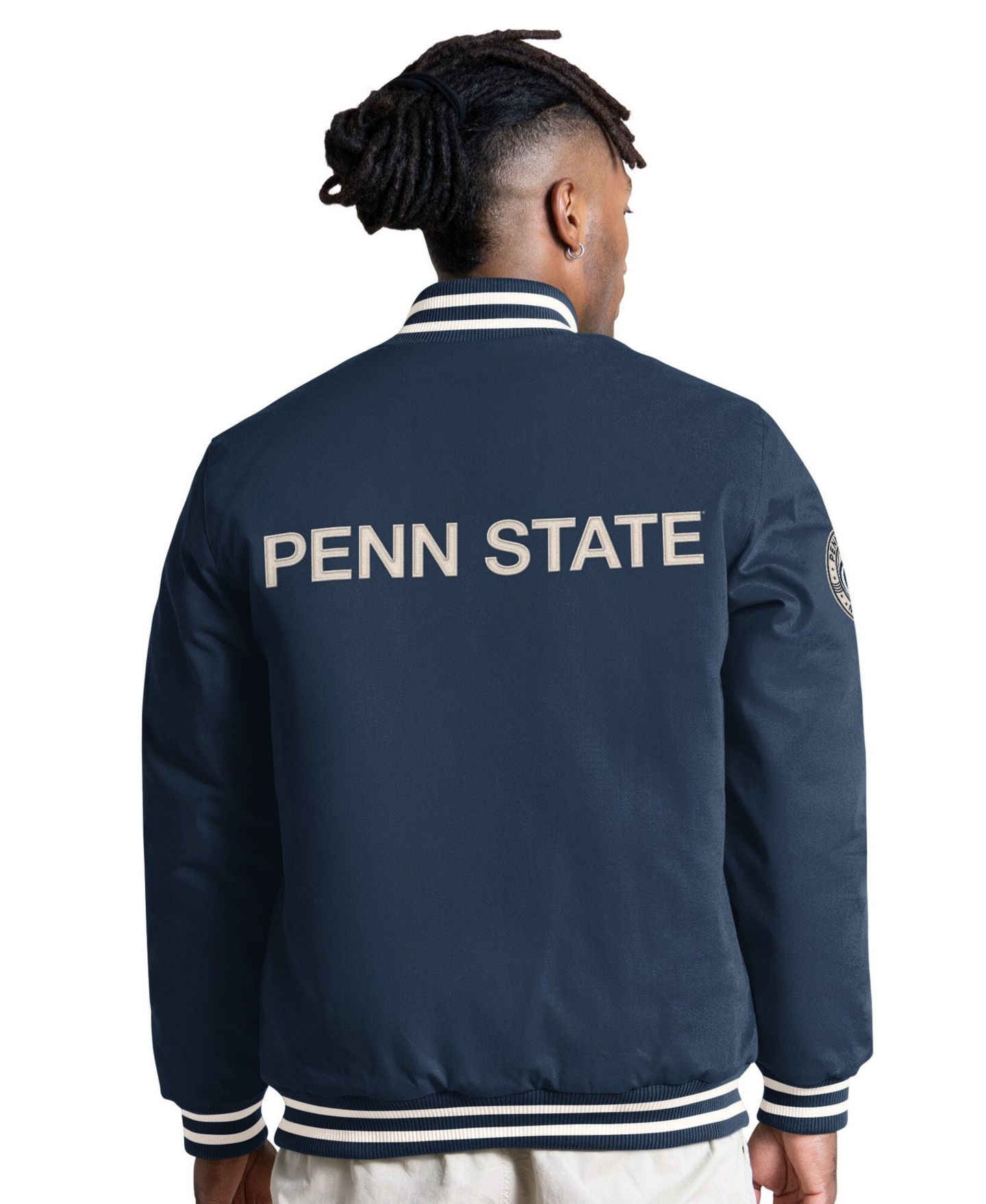 Мужская куртка Starter Navy Penn State Nittany Lions Spectator Varsity Full Snap — фото 3