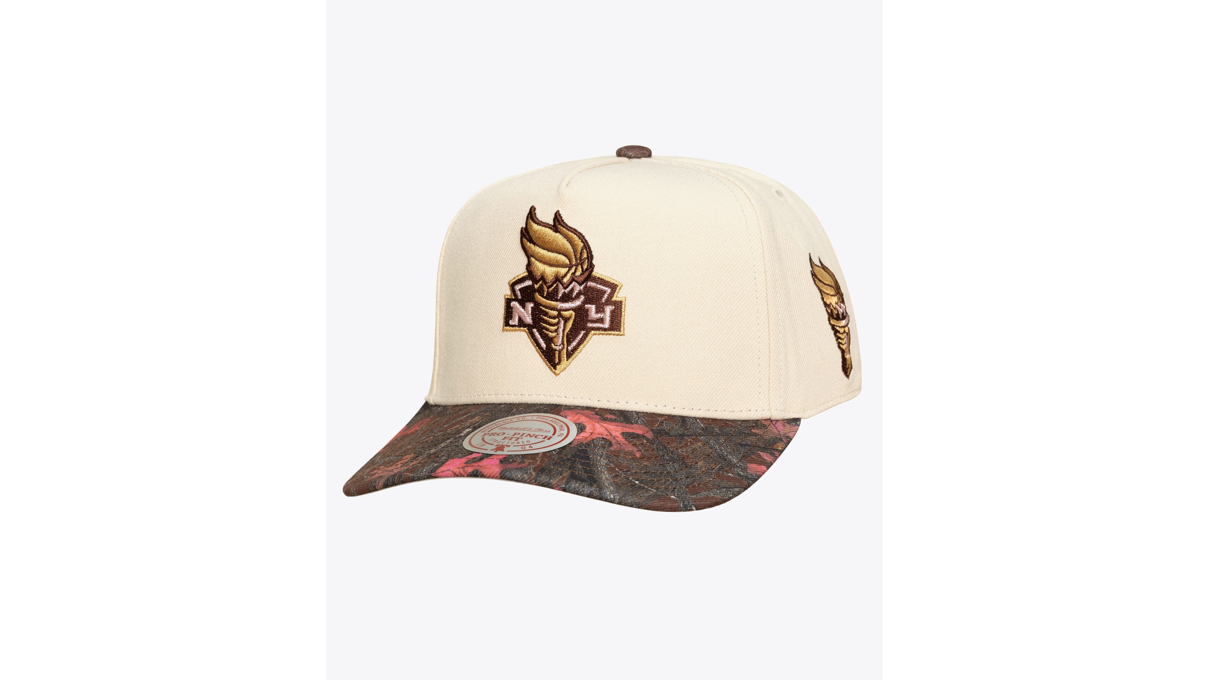 Mitchell & Ness Men's and Women's Cream New York Liberty Pink Pro Snapback Hat
