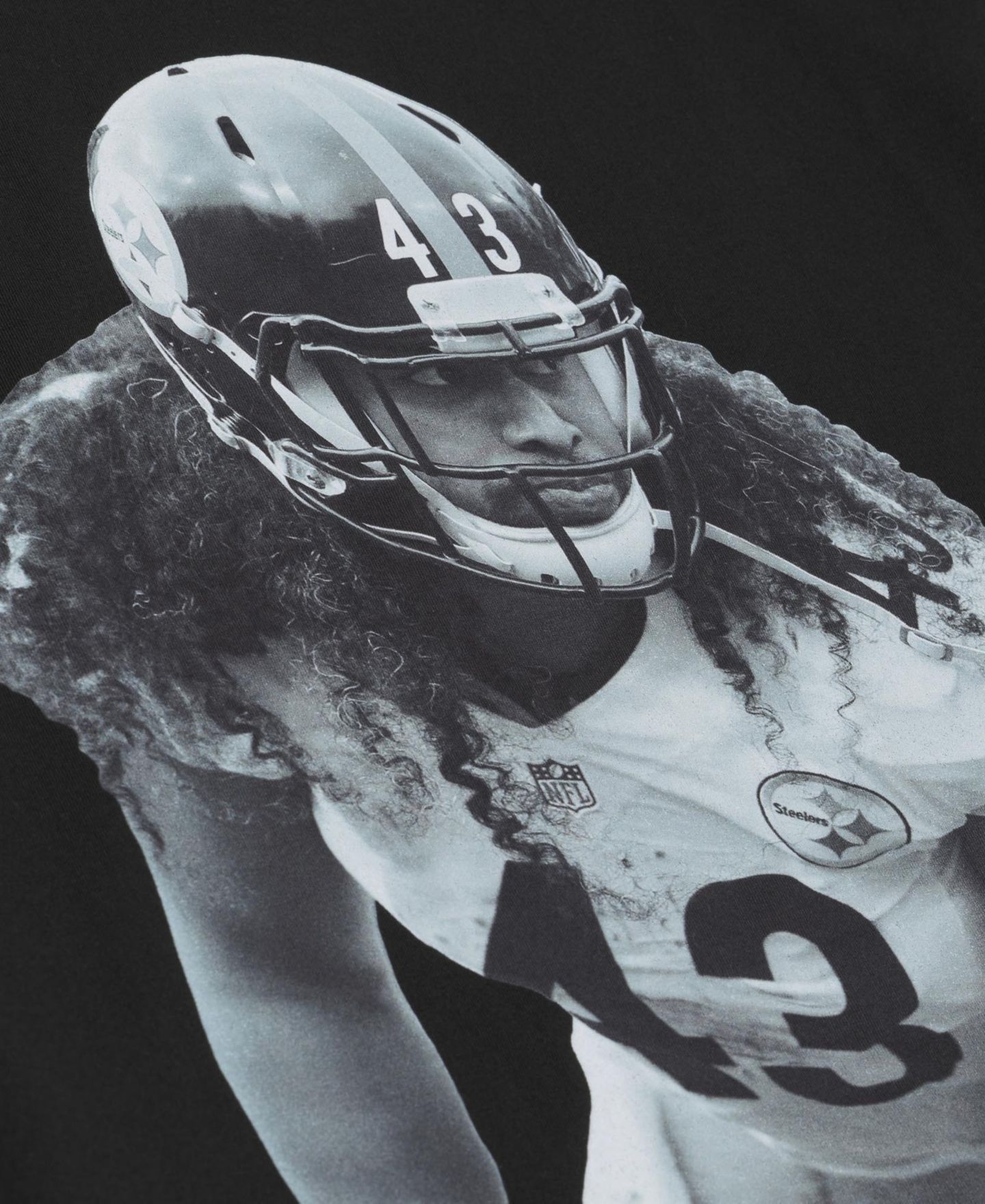 Мужская футболка Mitchell & Ness Troy Polamalu Black Pittsburgh Steelers Retired Solo Player — фото 4