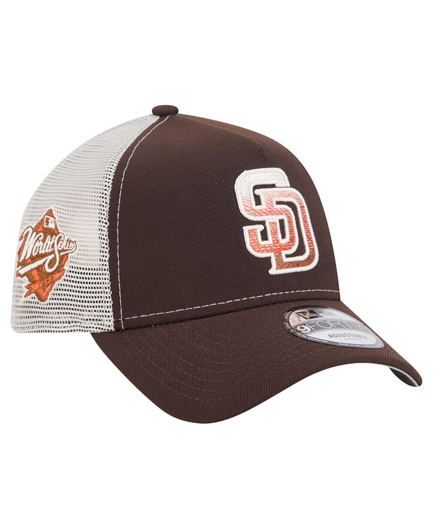 Мужская кепка New Era Brown San Diego Padres Pumpkin Spice 9FORTY A-Frame Adjustable Trucker Hat — фото 1