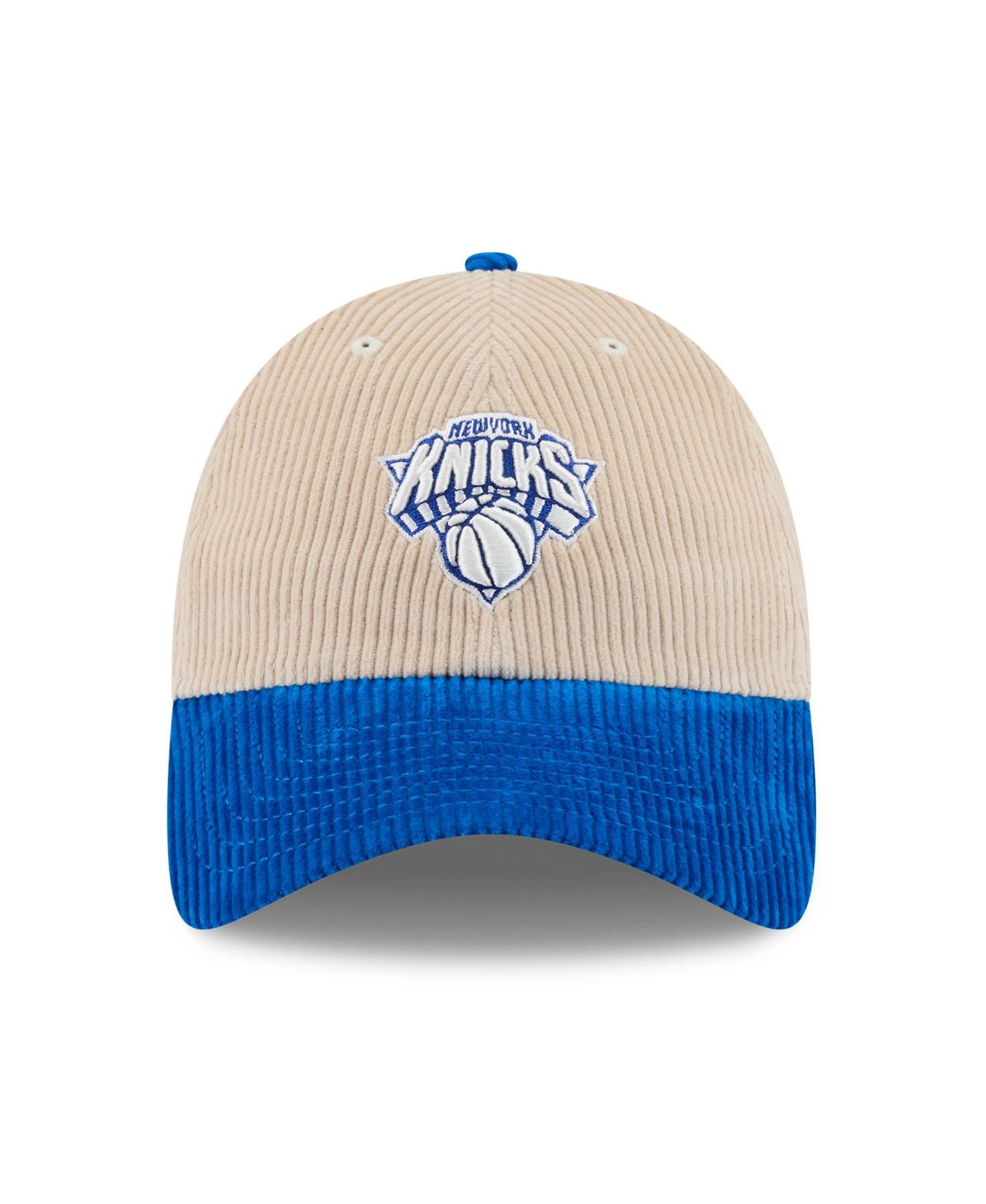 Мужская кепка New Era Cream/Blue New York Knicks Tonal Corduroy Casual Classic Adjustable Hat — фото 2