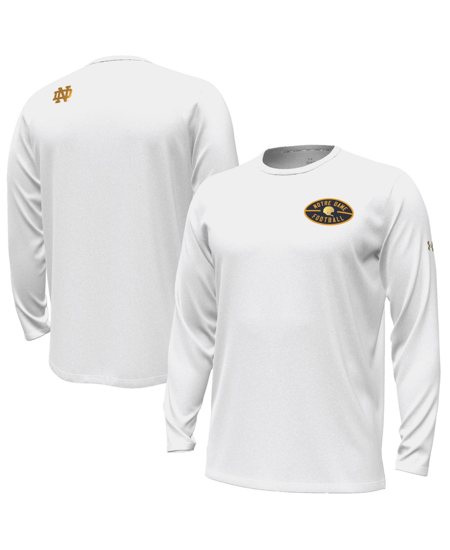 Мужская футболка Under Armour White Notre Dame Fighting Irish 2026 Shamrock Series Icon Vanish Long-Sleeves — фото 1