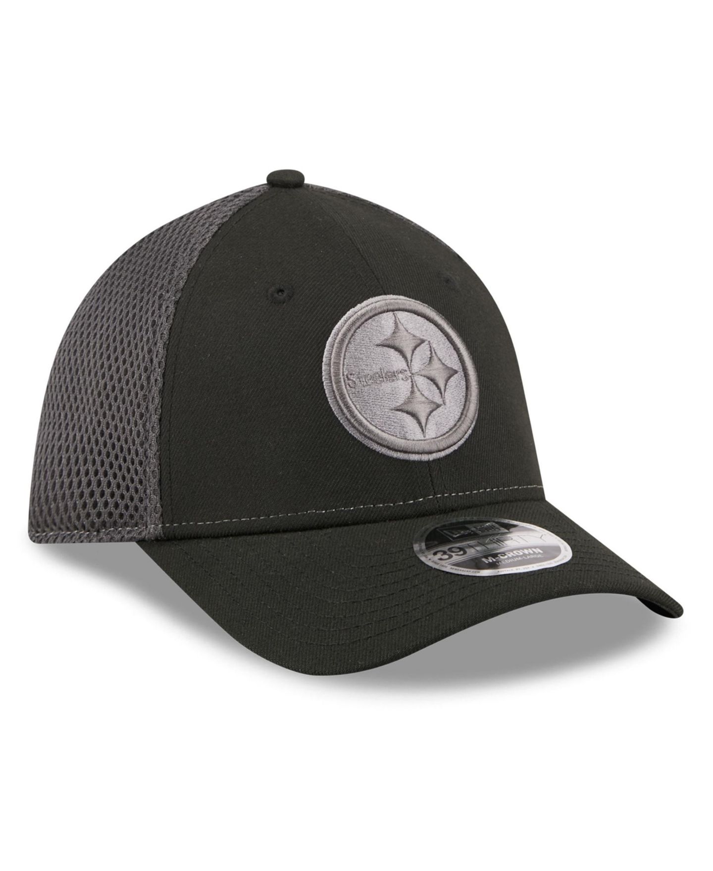 Мужской головной убор New Era Black Pittsburgh Steelers Neo Mesh 39THIRTY M-Crown Stretch Hat — фото 3