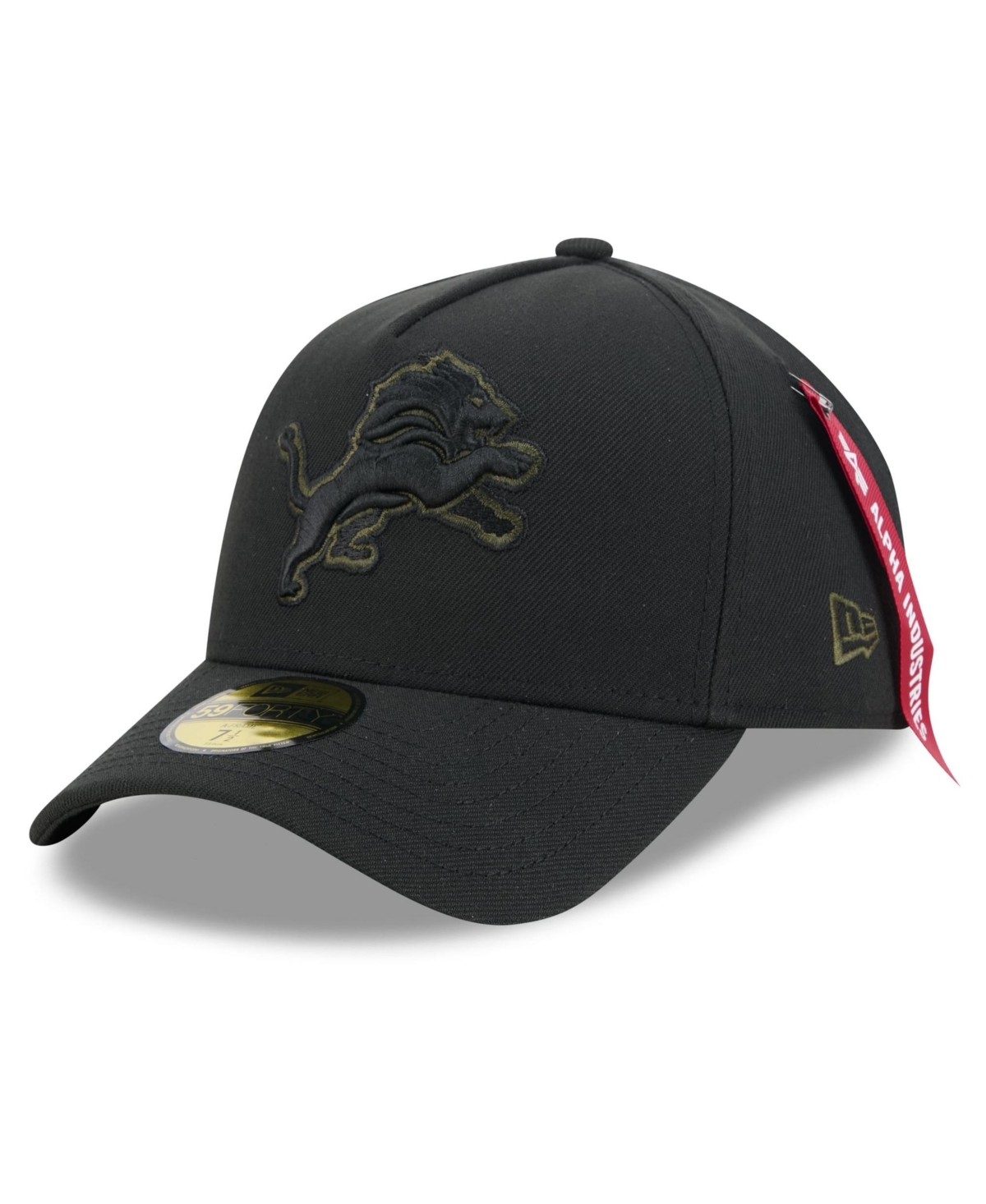 New Era X Alpha Industries Men's Black Detroit Lions A-Frame 59FORTY Fitted Hat - Black