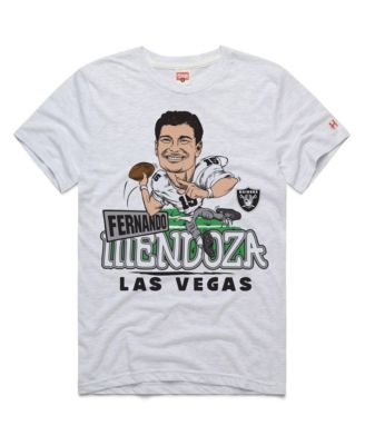 Men's and Women's Fernando Mendoza Ash Las Vegas Raiders Caricature Player Graphic Tri-Blend T-Shirt