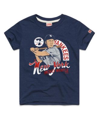 Big Boys' and Girls' Mickey Mantle Navy New York Yankees Cooperstown Collection Player Graphic Tri-Blend T-Shirt